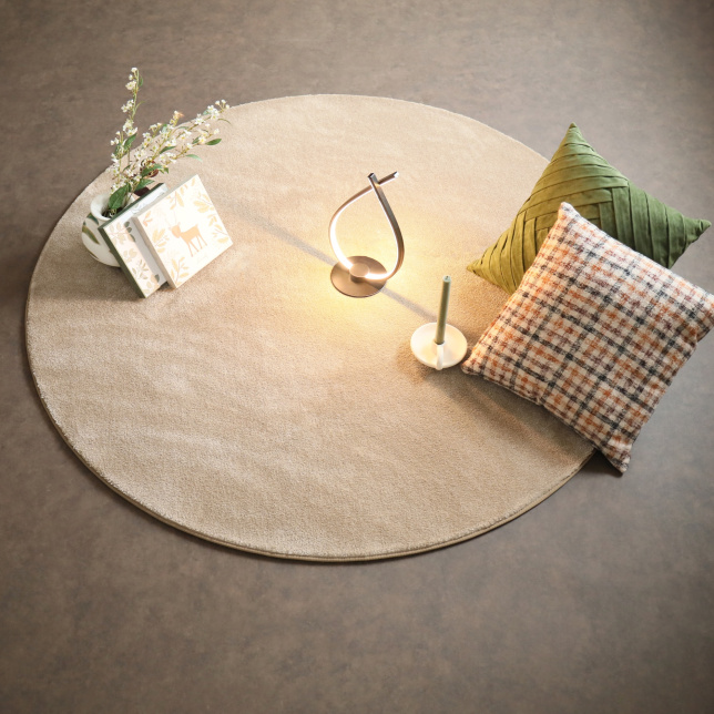 Tapis rond Hypnose beige nude Galon tabac
