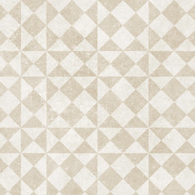 Sol Vinyle Textile - Relief 3D - Carrelage scandinave géométrique - Nude, motif triangulaire nude en vue matière très haute définition