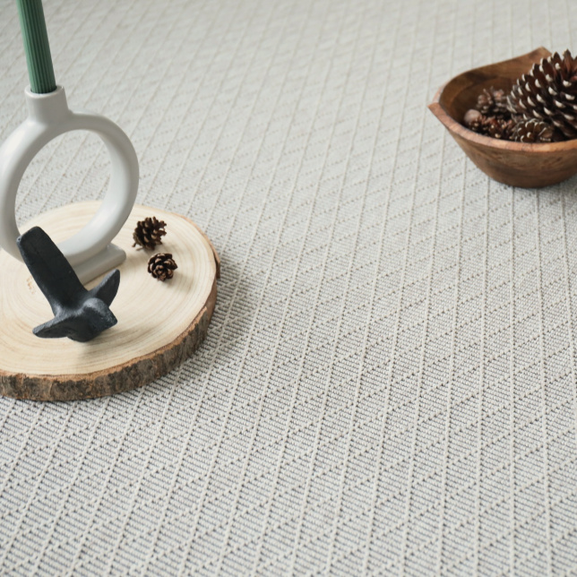 Tapis sur mesure tissé plat - Timika blanc craie