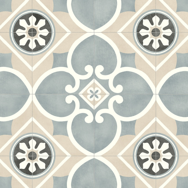 Sol Vinyle Style Carreaux de ciment Florence - Beige