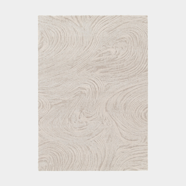 Tapis de salon doux à motif organique - Ida - Grège