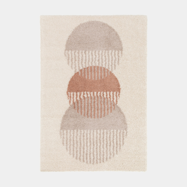 Tapis de salon à motif organique Liha beige, design naturel et doux