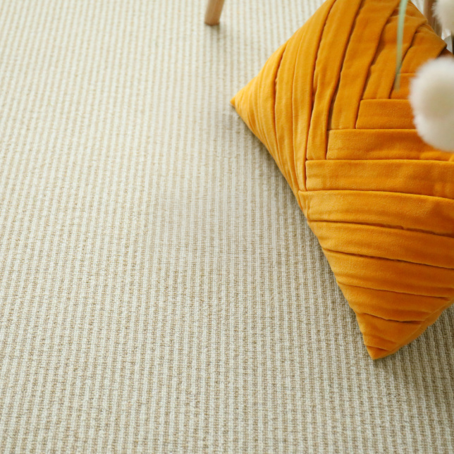 Moquette rayée chambre Laine & Mix Écru et beige foncé