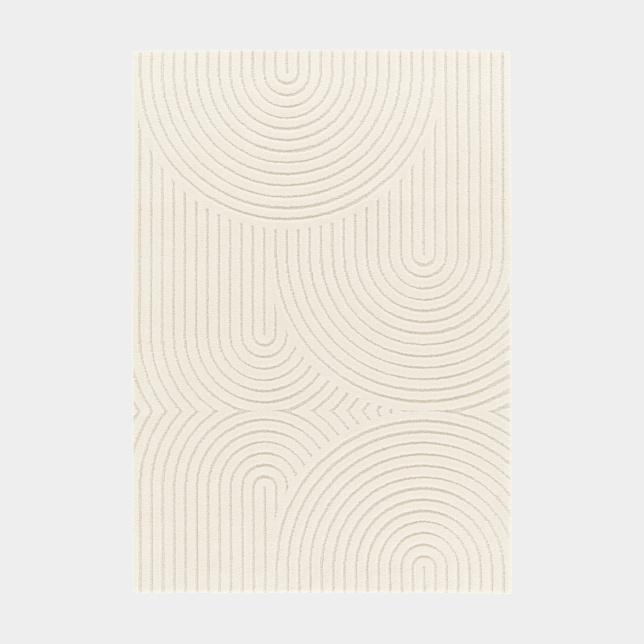 Tapis de salon en relief - Circle - Courbe écru et crème