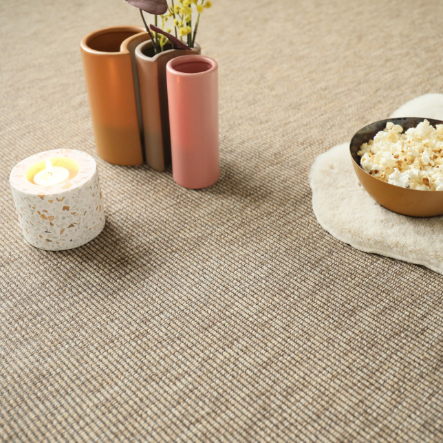 Tapis sur mesure tissé plat - beige - salon