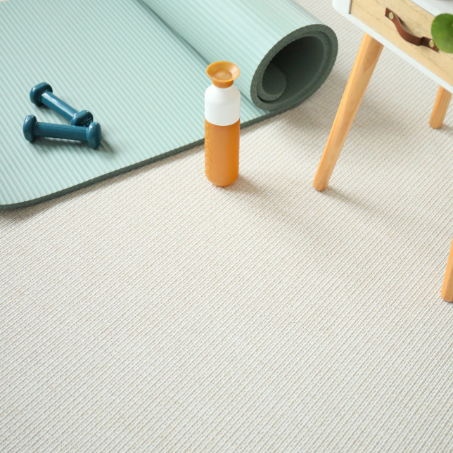 Tapis sur mesure Tissé plat aspect coton - Yoga - Blanc fleur de coton