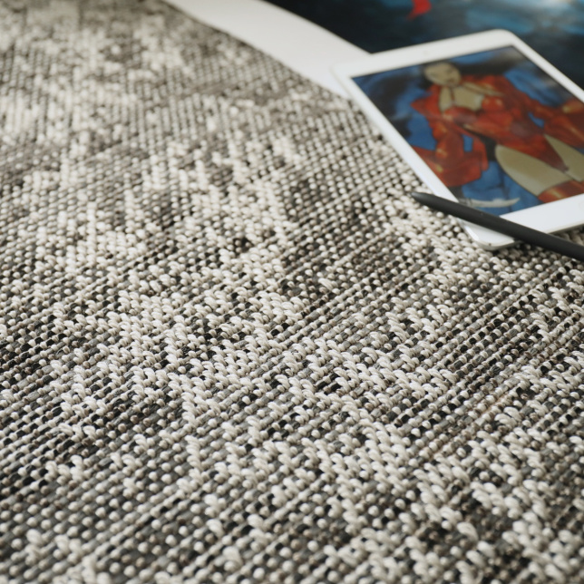 Tapis sur mesure tissé plat Jambi nuances gris minéral