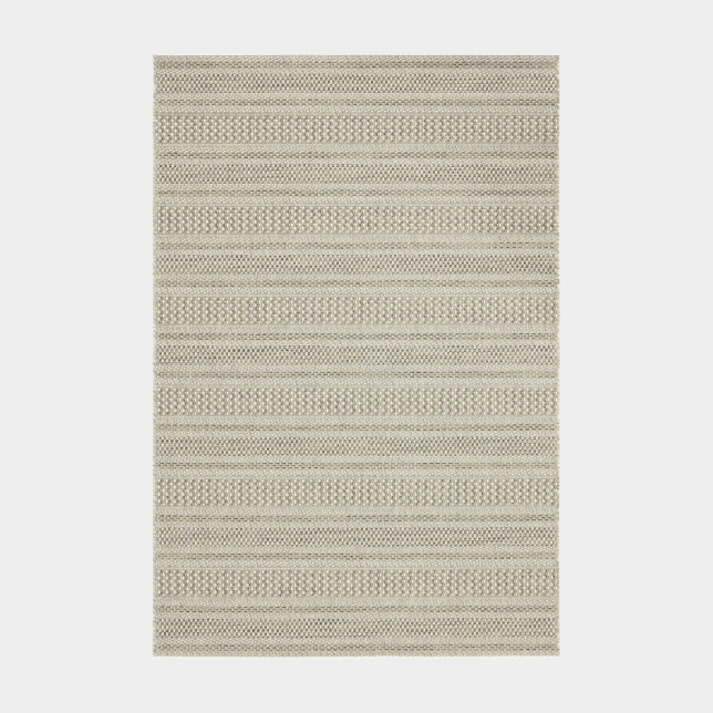 Tapis Indy grège, motif à rayures ton sur ton, aspect sisal naturel