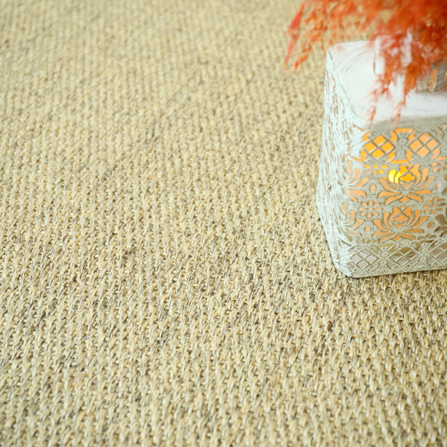 Moquette en sisal Tulum coloris écru avec motif tissage 1/2 Panama