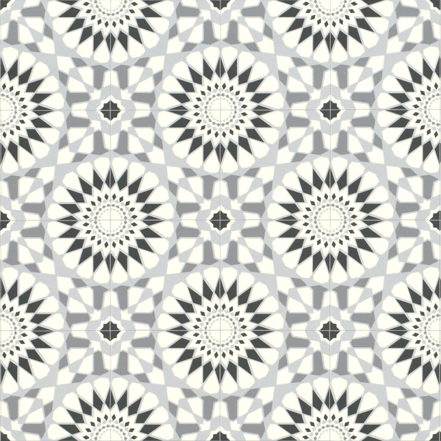 Sol Vinyle Style - Carreaux de ciment motif mosaïque noir