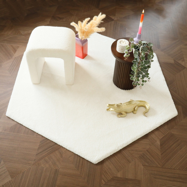 Tapis de salon design hexagonal Touch - Blanc crème