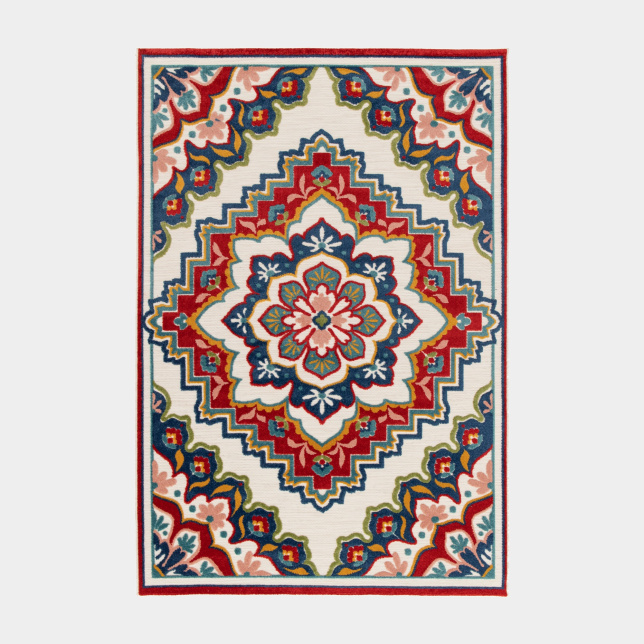 Tapis de salon ou d'extérieur ethnique - Rosace - Multicolore