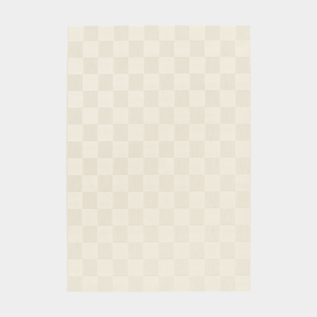 apis Petit Marius crème avec motif damier ton sur ton en poils ras et tissé plat