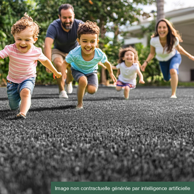 Gazon synthétique de couleur Métropolitain Gris foncé - 20mm, sobre et chic pour jeux en extérieur