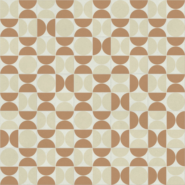 Tapis sur mesure vinyle - Atelier Bauhaus - Terracotta, motif géométrique graphique