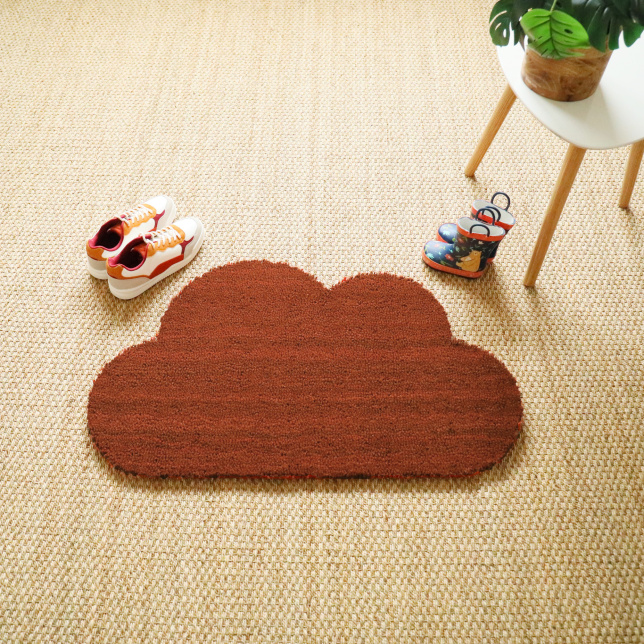 Paillasson coco Nuage rouille 17 mm en fibres naturelles, exclusivité Decoweb, ambiance entrée chaleureuse
