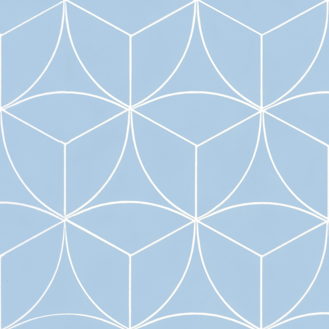 Sol vinyle textile économique rosace géométrique bleu