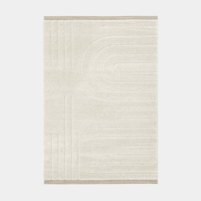 Tapis en relief géométrique Andréa écru et beige naturel