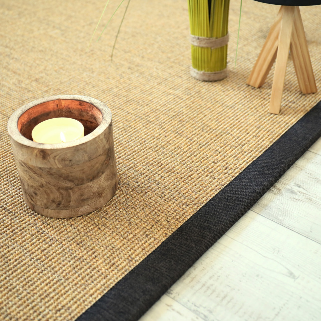 Tapis Sisal Yucatan chaume ganse brun chiné - salon