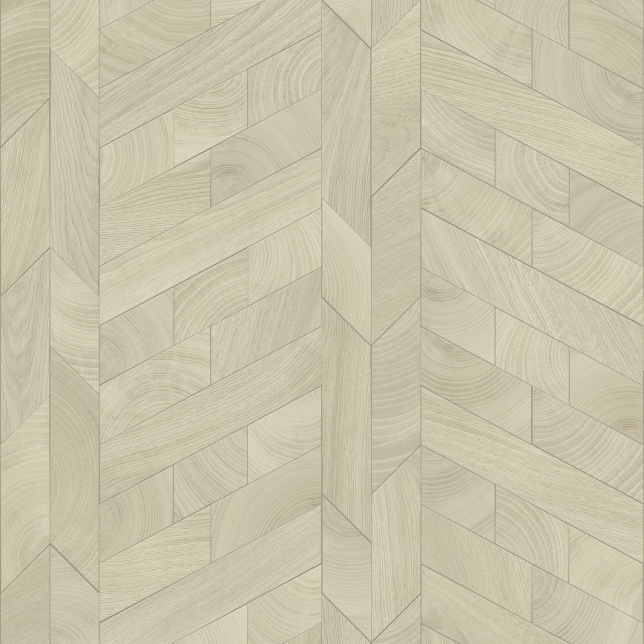 Zoom sur le sol en vinyle éco-conçu - Lamelles de bois - Naturel, avec motif bois clair à chevrons