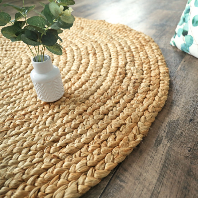 Tapis naturel rond Boho en Jute - tranche