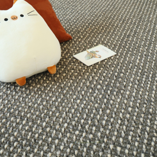 Tapis sur mesure Laine et sisal Caloundra grosses boucles - Gris