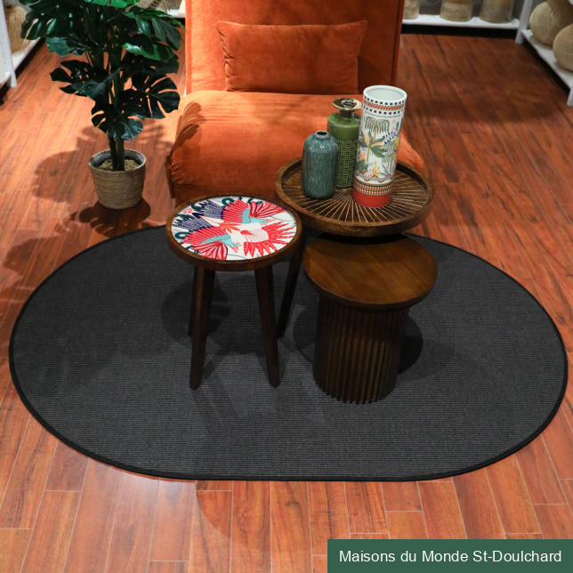 Tapis ovale naturel - Sisal Yucatan - Gris foncé