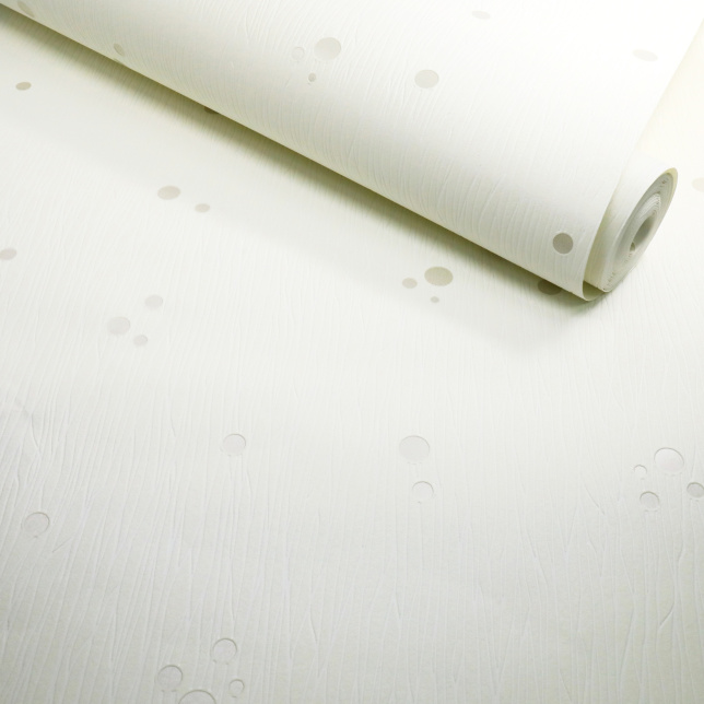 Papier peint vinyle expansé sur intissé - Classique Chic - Pois blanc satiné