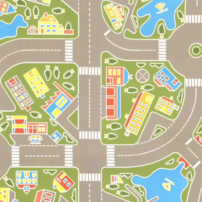 Tapis sur mesure vinyle pour les enfants - Les rues de la ville verte