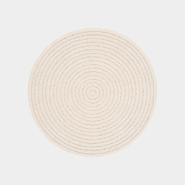 Tapis rond de salon en relief - Circle - Cercle écru et crème
