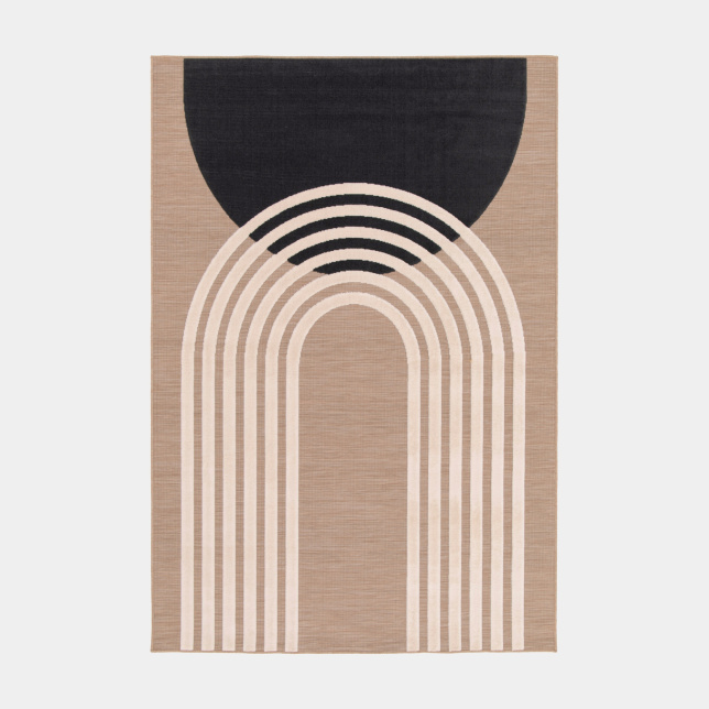 Tapis intérieur et extérieur en relief Luna beige et noir