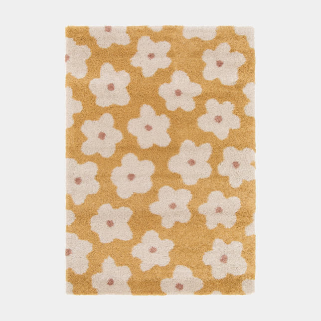 Tapis fleurs maximalistes Apolline jaune