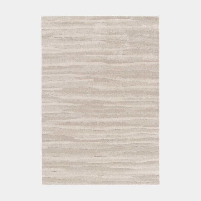 Tapis de salon doux à motif organique Nube beige et crème