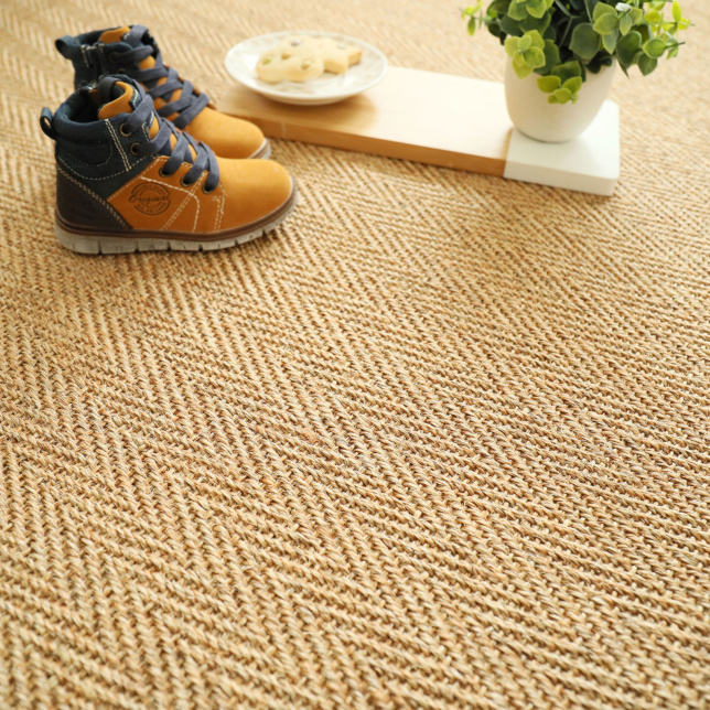 Tapis sur mesure Sisal Veracruz Chevron écru