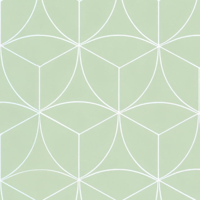 Sol Vinyle Textile économique - Rosace géométrique - Vert d'eau