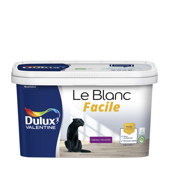 Dulux Valentine Le Blanc Facile - Facile à appliquer - Velours Blanc