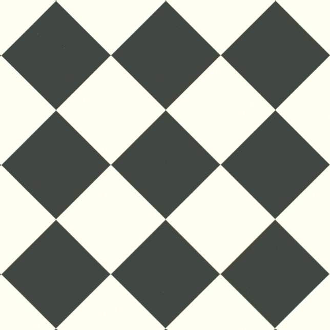 Tapis sur mesure Vinyle - Carrelage damier diagonal - Noir et blanc