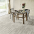 Sol Vinyle Textile Grande largeur - Parquet trait de scie - Chne gris blanchi - salle  manger