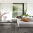 Sol Vinyle Textile Spcial Rnovation - Parquet lames larges - Bois gris anthracite - salon