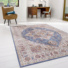 Tapis doux  motif oriental - Lela - Marron et bleu - bureau