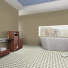 Sol Vinyle Link Plus - Carreaux de ciment motif beige - Surface brillante - salle de bain