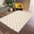 Tapis motif damier en matire recycle - Andy - Beige et ocre - salon