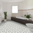 Sol Vinyle Style - Carreaux de ciment motif mosaque noir - salle de bain