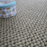 Tapis Laine et Sisal Albury taupe ganse coton limon - gros plan