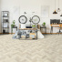 Sol Vinyle Textile Rnove - Imitation Parquet Chevrons btons rompus chne blanchi - Chambre