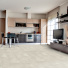 Sol Vinyle Textile Haute Performance - Carrelage carr beige - cuisine ouverte