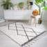 Tapis style Berbre avec franges - Tribal blanc cass - salon