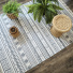 Tapis en coton blanc  franges - Aztque - Motifs gris - Vue de haut