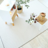 Visuel - Tapis intrieur ou extrieur en tiss plat - Sumatra blanc - Galon couleur lin