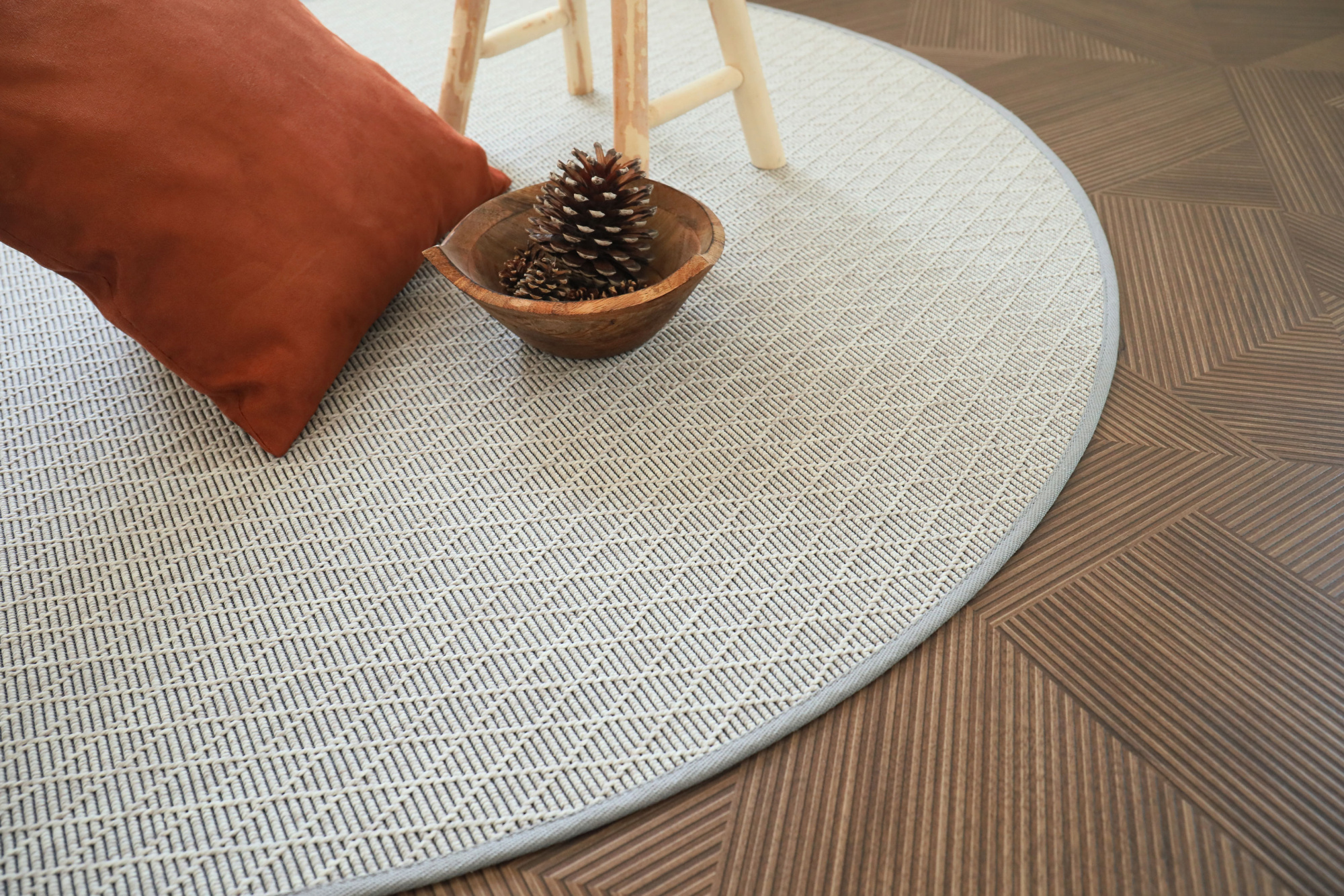 Tapis sur mesure tissé plat - Timika blanc craie